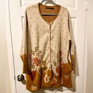 Fire Lily Cardigan in Cream, Pink, Mustard from Gudrun Sjoden XXL
